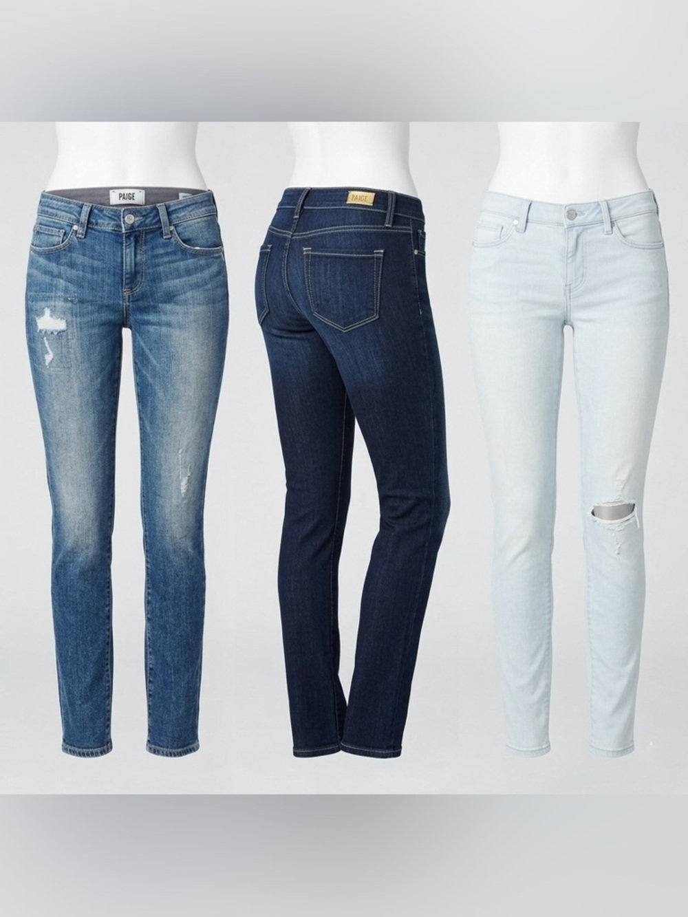 PAIGE Women's Bundle of 3  Blue Skinny Jeans - Dark, Medium & Light Washes